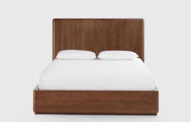 Walnut Wood Queen Bed Frame with Slatted Base