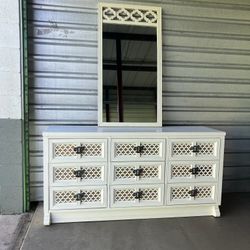 Solid Wood Painted White 9 Drawer Dresser & Mirror