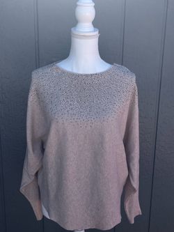 Blush Pink Rhinestone Embellished Knit Sweater