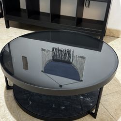 Coffee table, anthracite marble effect/black glass, 34 5/8 " 