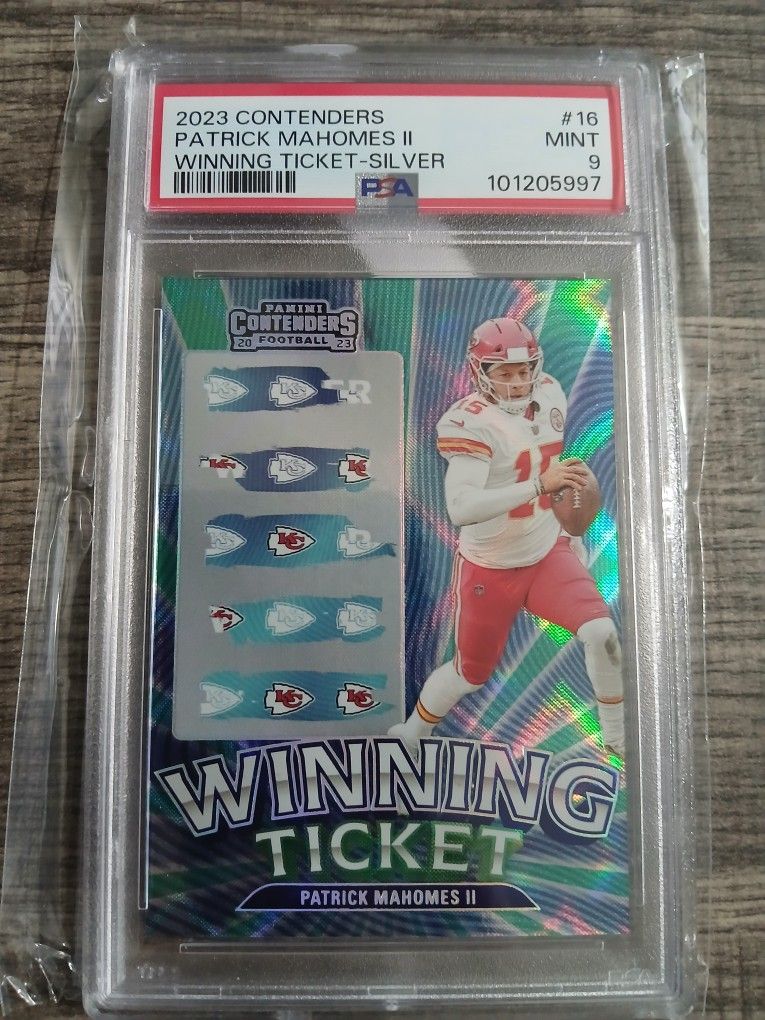 2023 Panini Contenders Patrick Mahomes II football card, Winning Ticket  Silver parallel, Graded Mint 9 by PSA , KC Chiefs - joarbit.com