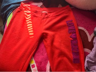 Red low rise fleece sweatpants