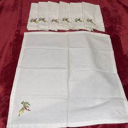7 White Cloth Napkins, 18 X 18" Inches
