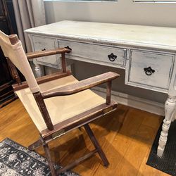 Distressed Antique-Style Desk & Director's Chair