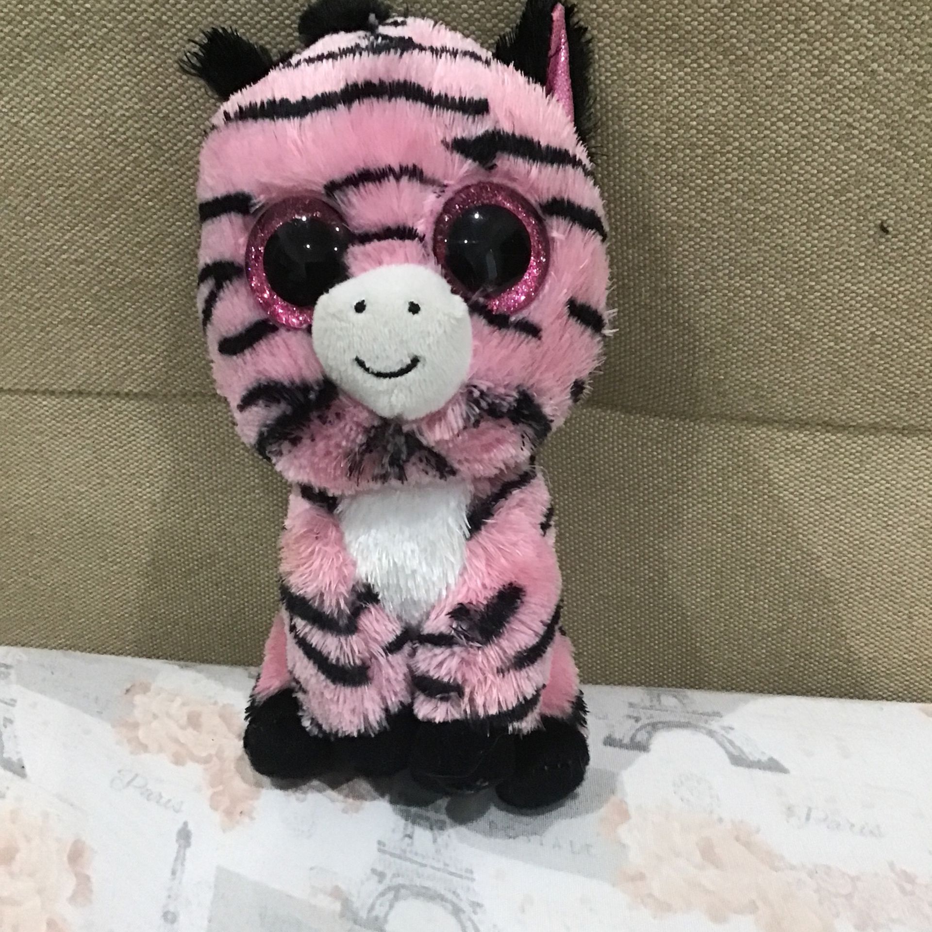 Pink and black zebra Beanie Boo
