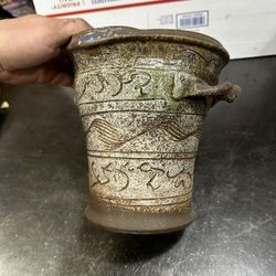 Antique handmade Flower Pot Arabic? Some Damage