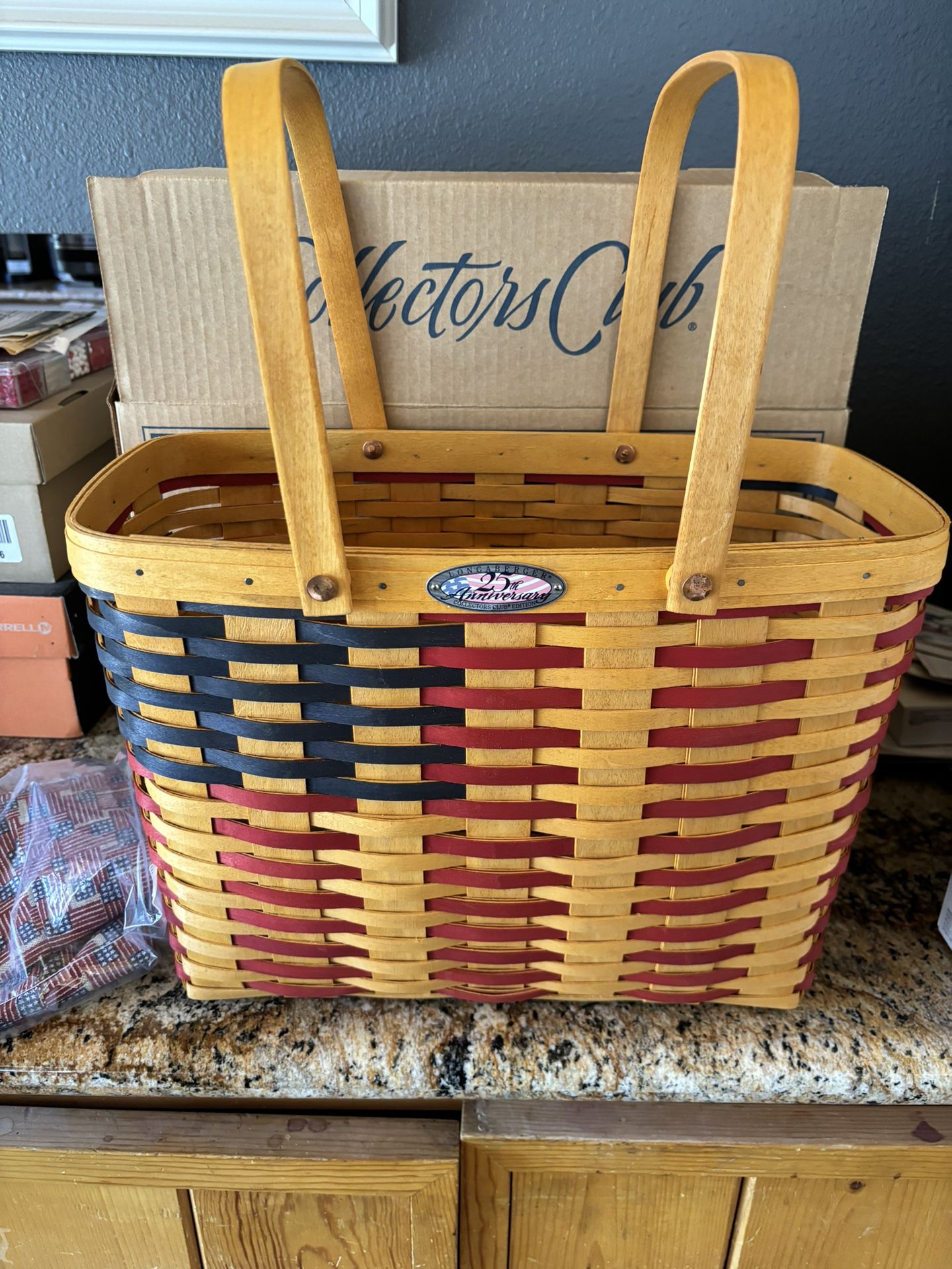 Longaberger Vintage 1998 NWT Collectors Club Anniversary Flag Basket With Liner 