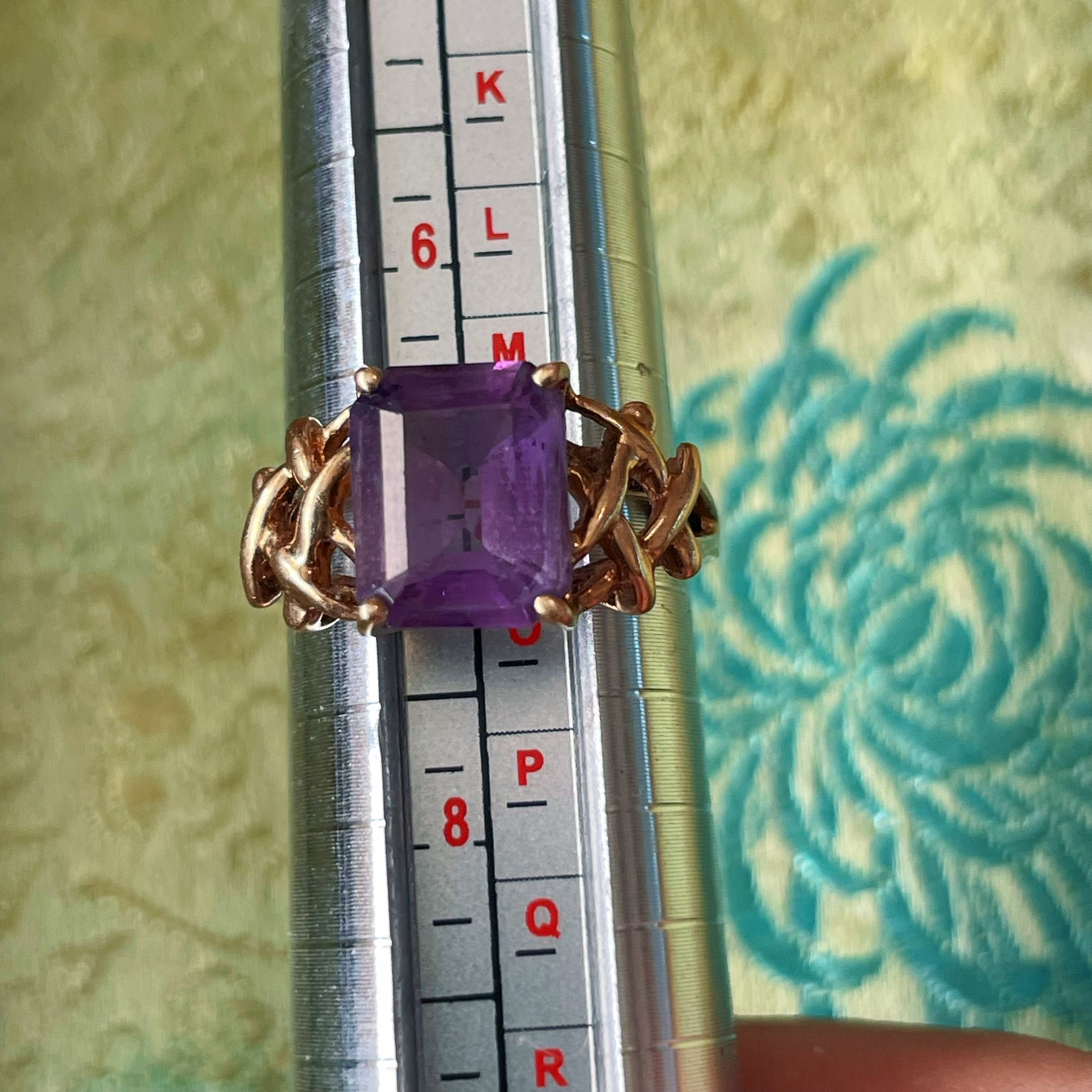 Vintage ALI 14K Gold Amethyst Cocktail Ring Size 7