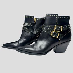 Dolce Vita Heeled Leather Booties W/  Detailing Size 8.5