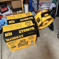 DEWALT 16 in. Yellow 3 Speed Benchtop and Hanging Drum Fan