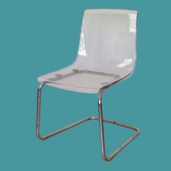 IKEA Tobias Clear Lucite And Chrome MCM Style Chair 