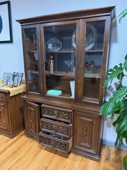 Vintage Solid Wood Hutch & Credenza