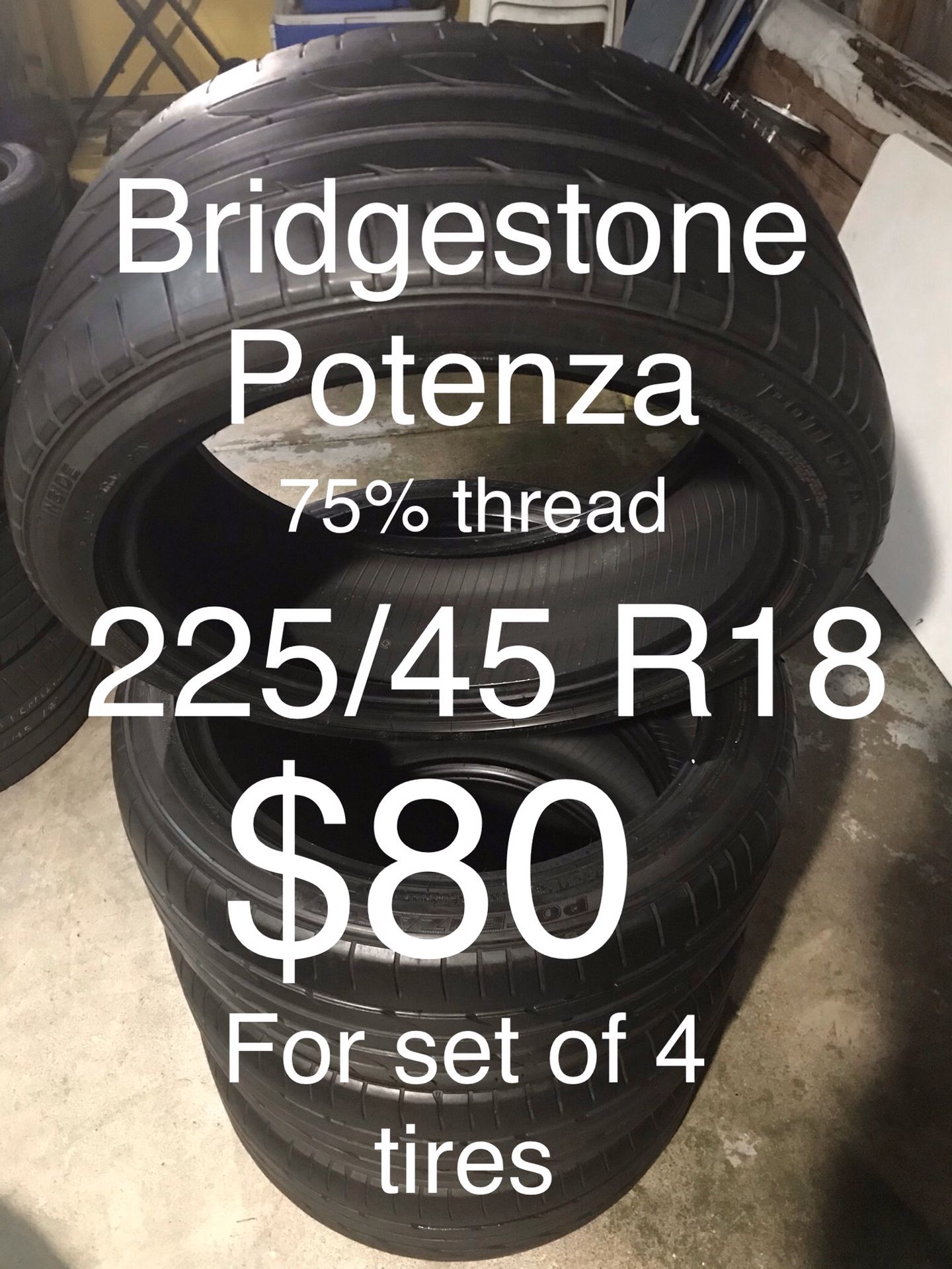 4 Bridgestone Potenza tires 225/45 R18