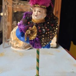 Vintage Venice Style Lady Porcelain Doll Stand 14 Inch Handcrafted Very Elegant 