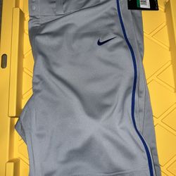 Nike Baseball Pants Grey Gray NEW Blue Piping Softball 
