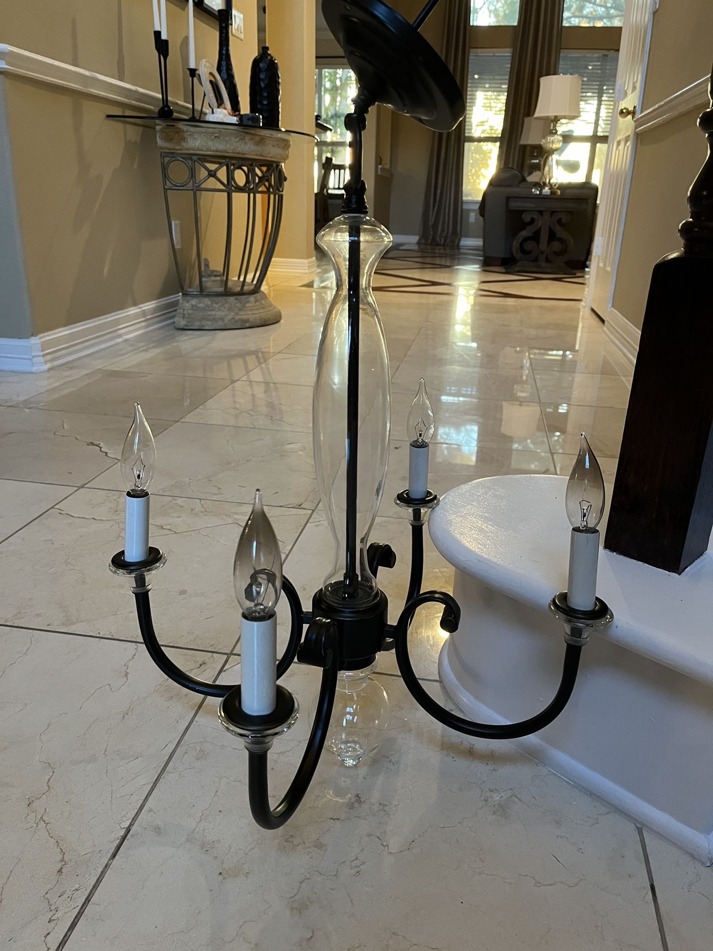 Black and Clear Glass Chandelier 