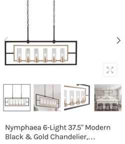 Nymphaeh 6 light chandelier A03975 Gold Black NEW IN BOX! $230