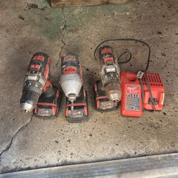 2 Drills, Screw Gun and Charger