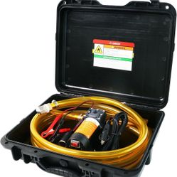 12V Fuel Transfer Pump Moves 120 Gallons of Gas or Diesel Per Hour. With Car Cigarette Lighter Plug, Battery Clip and Upgraded Carrying Case, for UTVs