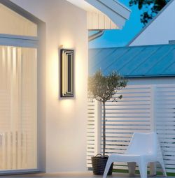 New 23.6”Dusk To Dawn Long Outdoor Wall Light Fixtures LED Exterior Waterproof Lantern Warm White