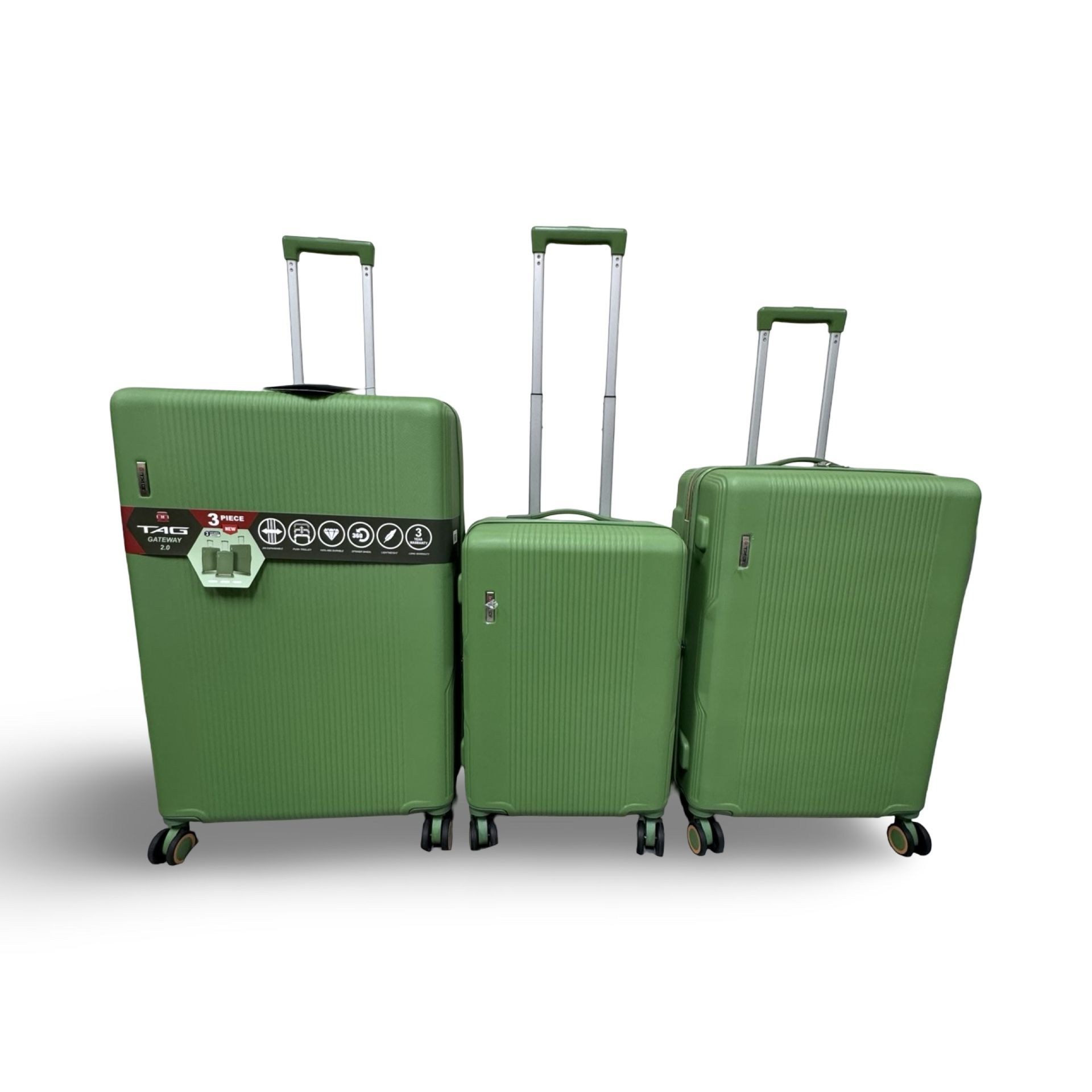 Tag Gateway 2.0 3 Piece Hard side Spinner Luggage Set - Turf Green