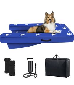 Inflatable Dock Platform, Lagre Dog Boat Ramp Floating Non-Slip Oxford and PVC with Lagre Water Ramp for Dogs Pool, Dock, Lake with Traction Rope, Man