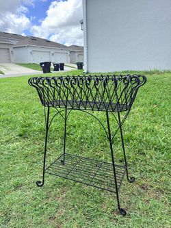 Black Iron Plant Stand with Shelf