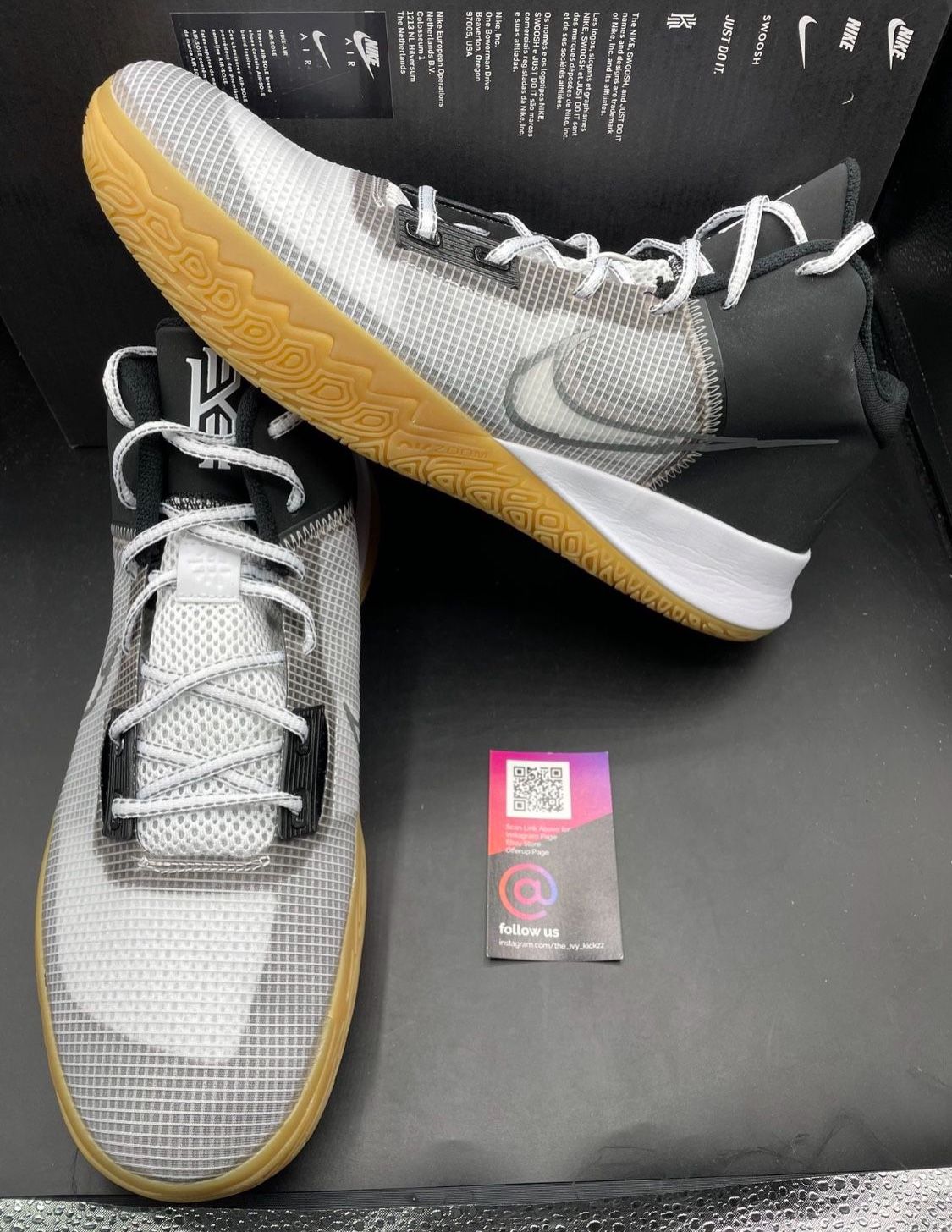 New Nike Kyrie Flytrap IV Black Grey White Gum Size 14 Mens