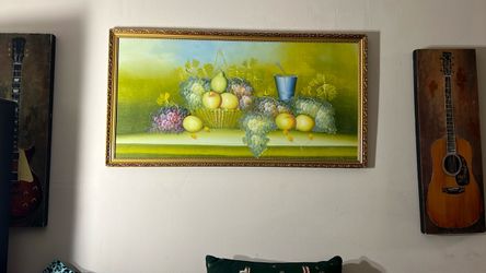 Framed Still Life Fruit Oil Painting