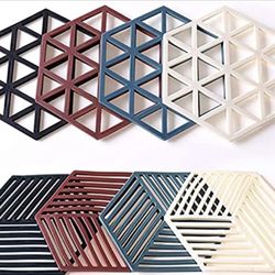 OLWICK® 8 Pcs Silicone Trivet Mats and Hot Pads, Hexagon Heat Multifunction Kitchen Tool for Bowl Mats, Dish Mats Placemats