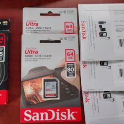 6 SanDisk 64GB SD cards - New