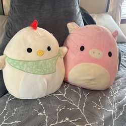 Chicken and pig 12” Squishmallows