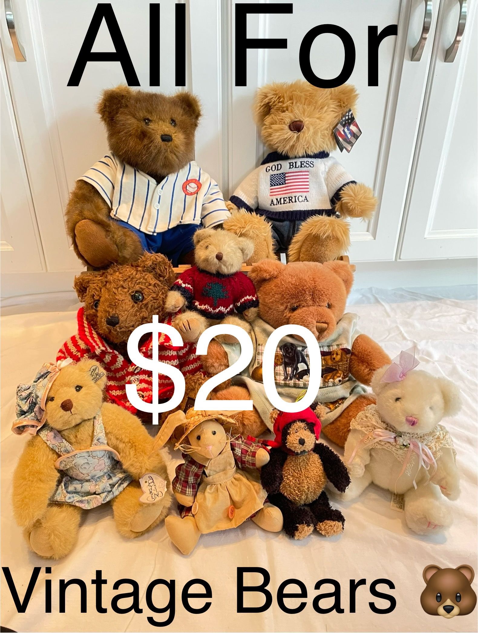 $20 Big Bundle of Vintage Teddy Bear 🧸all like new total of 9