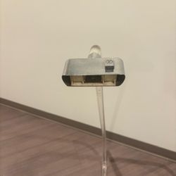 This is a pair of "Crylicord" lucite and chrome floor lamps by Peter Hamburger for Knoll. Original both for $1000 missing the bulb