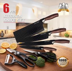 New 6-Piece Professional Hammered Kitchen Knife Set in Giftbox