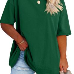 Fisoew Plus Size T Shirts for Women Oversized T Shirts Summer Half Sleeve Round Neck Tunic Tops 2 unid for 20$
