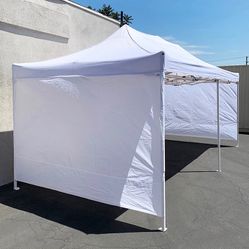 Brand New $225 Heavy Duty 10x20 ft Canopy with (4 Sidewalls), Outdoor Patio Pop Up Tent Gazebo, Blue/White