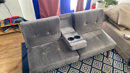 60” loveseat futon recliner with cup holder