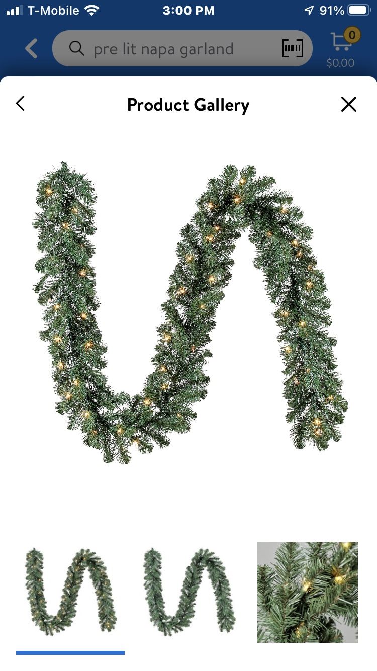 Pre-Lit Napa Artificial Christmas Garland, 50 Clear Incandescent Lights, 9 ft, by Holiday Time