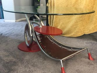Modern glass and chrome coffee table