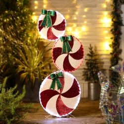 LUXENHOME 5.5FT CHRISTMAS PEPPERMINT CANDY LED LIGHTED 
