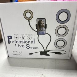Professional Live Stream Webcam Light Stand LED Ring Light Phone Mount. 