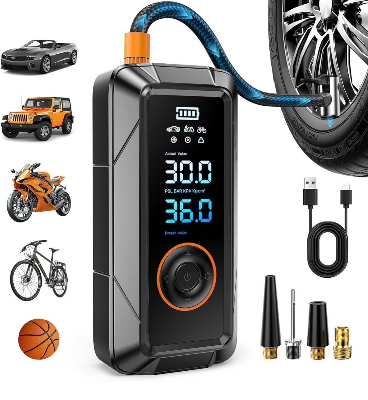 Tire Inflator Portable Air Compressor, Brand New
