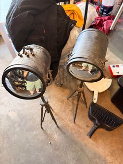 Vintage Industrial Tripod Spotlights decor- Pair