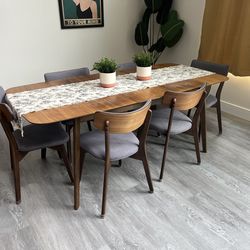 Dining table with 6 chairs - Mid century modern style