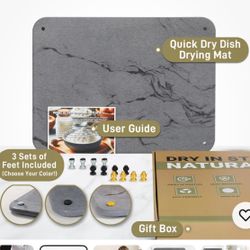 Quick Drying Stone Mat for Kitchen Counter Dish Drying-  3 Sets of Non-Slip Feet