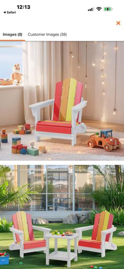 Children HDPE Folding All-Weather Adirondack Chair with Ergonomic and Safe Design, Red/Orange/Yellow/Pink