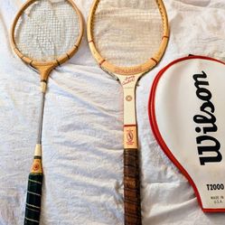 (2) Vintage Rackets - Spalding Tracy Austin Autograph Tennis Racquet  &  Sportycraft Perfect Balance Ash Frame Professional Badminton Racket