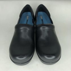 Dr. Scholl’s Black Leather Slip Resistant Clogs Work Shoes Women Sz 8.5M US/39EU