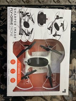 Sharper Image Fly+Drive Dual-Function Vehicle Drone, Black 5.5 in x 5.51 in